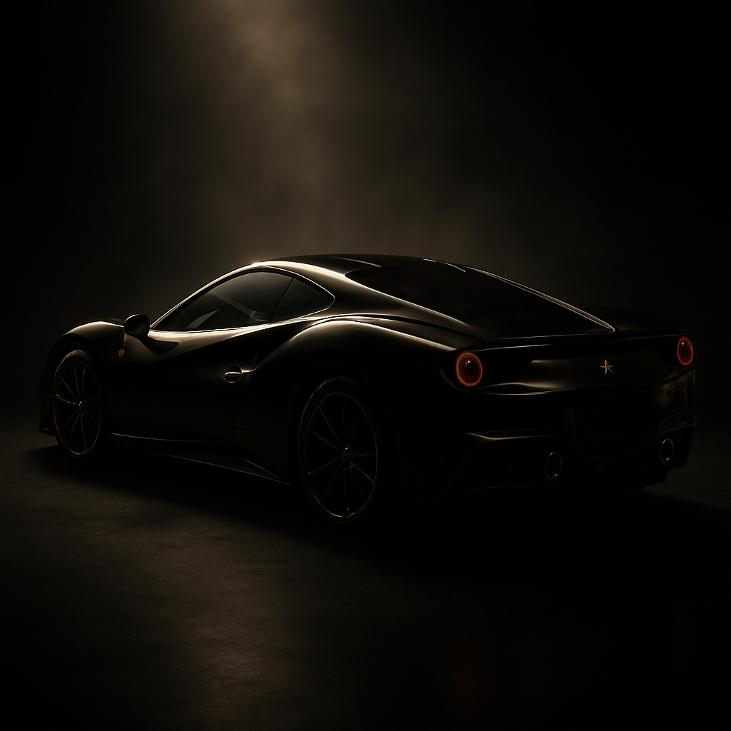 Armored luxury supercar in a dark studio